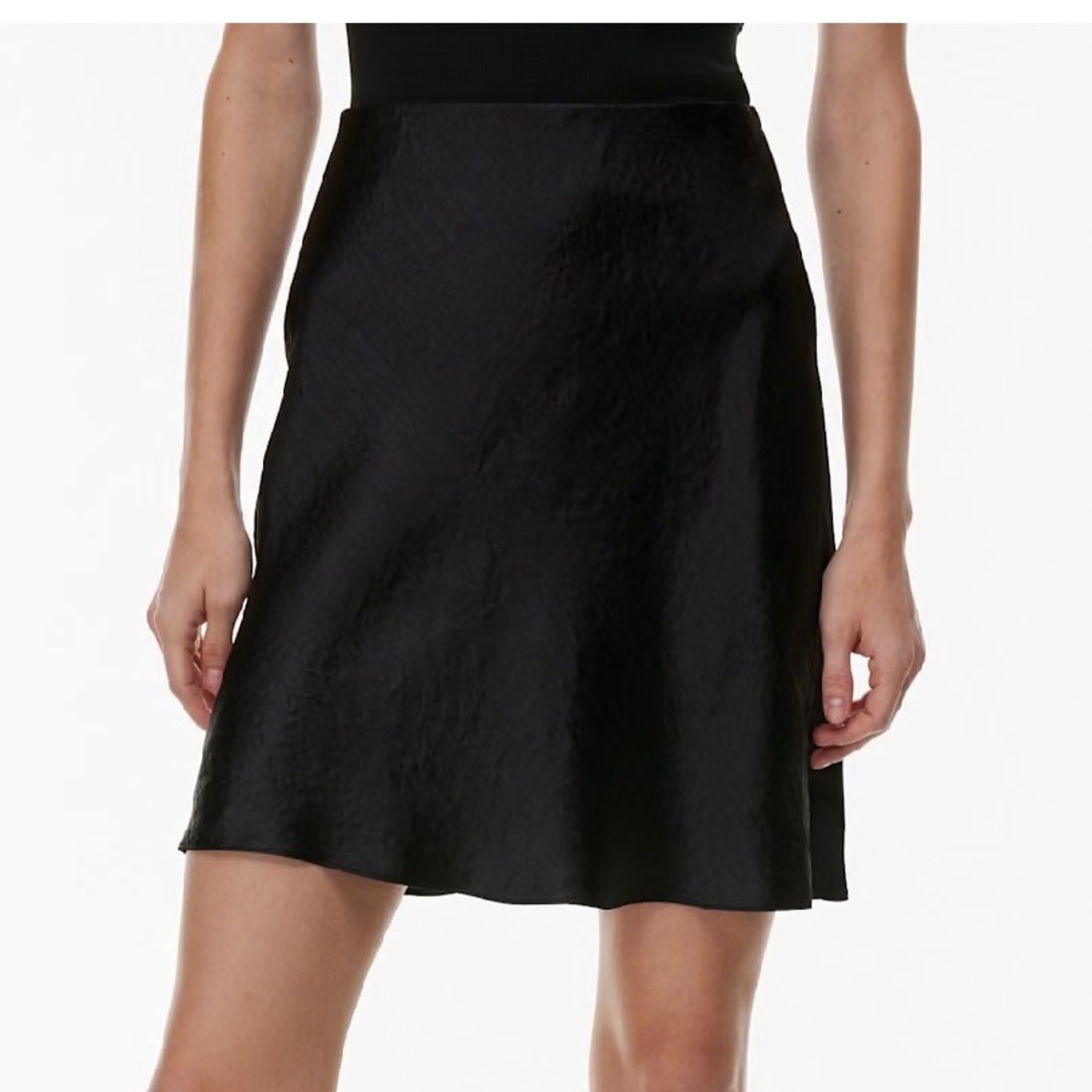 NWOT Aritzia Satin Slip Mini Skirt - Black
